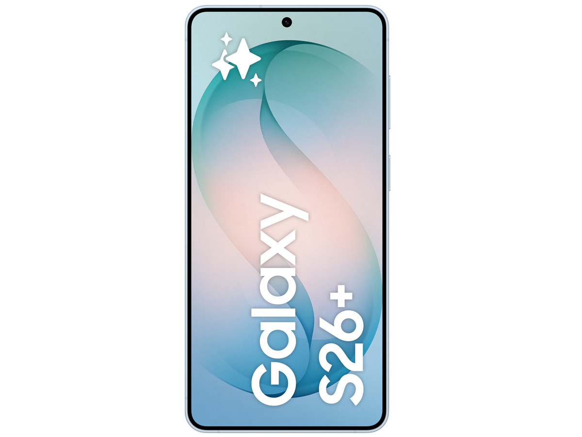 Samsung Galaxy S26+ i färgen Sky Blue