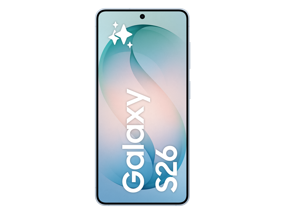 Samsung Galaxy S26 i färgen Sky Blue