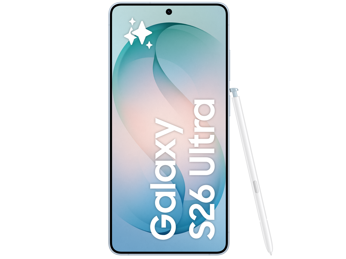 Samsung Galaxy S26 Ultra i färgen Sky Blue